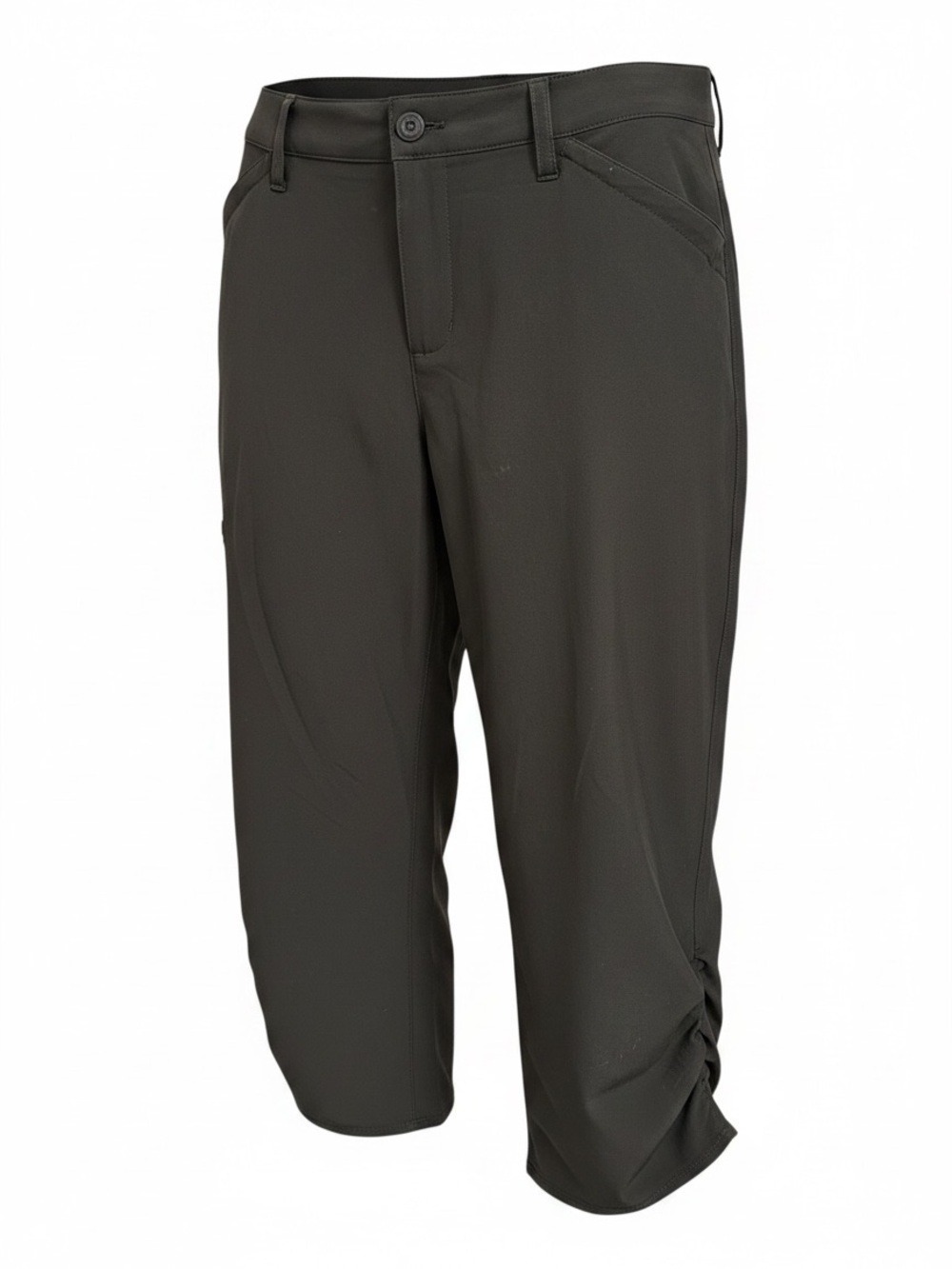 Eddie Bauer Ruched Capri Lightweight Black Pants - Picture 2 of 14